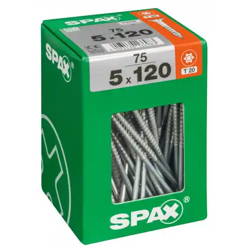 Lot de 75 vis acier tête plate SPAX, Diam.5 mm x L.120 mm – SPAX Pas Cher