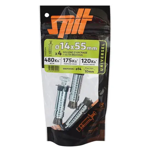 Lot de 4 Cheville murale avec vis prima SPIT, 14 x L.55 mm – SPIT Achetez Aujourd&rsquo;hui