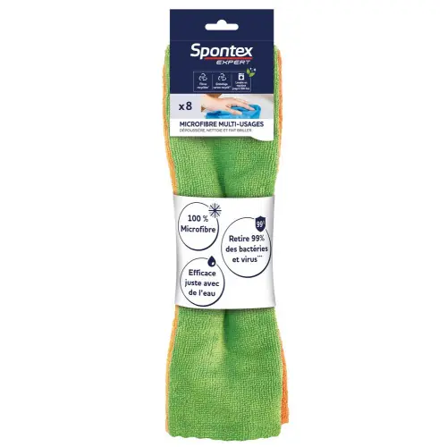 Lot de 8 chiffons polyester SPONTEX EXPERT Multiusage - SPONTEX EXPERT Promotion