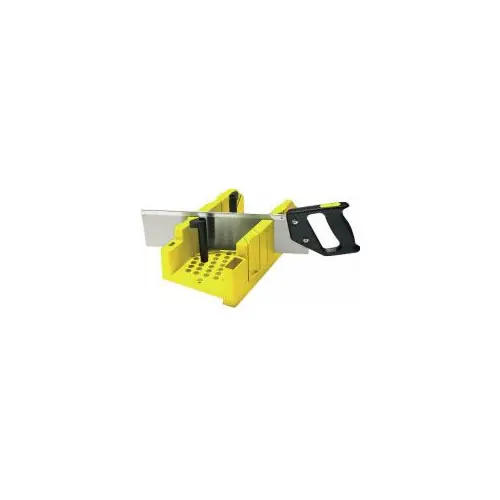 Authentique Boîte à onglet plastique + scie à dos + cales excentriques – STANLEY