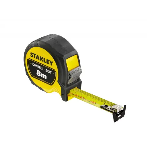Dernier Modèle Metre ruban acier et caoutchouc Control-Lock STANLEY 8 m - STANLEY