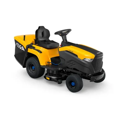 Tondeuse autoportée à batterie - Estate 384e - 1 batterie ePower 30Ah jusqu‘à 3 000 m² en 1 charge - connectée - noire et jaune - Stiga Acheter Direct