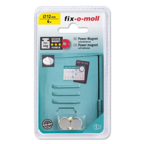 Lot de 6 aimants, FIX-O-MOLL SUKI, diam.12 mm, argent - SUKI Retour Gratuit