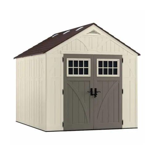 Abri de jardin polyéthylène 7,90m² + plancher – 35mm WOODGRAIN – Suncast Expédition Rapide
