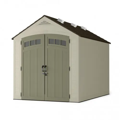 Prix Choc Abri de jardin résine 6,90 m² taupe et gris – plancher renforcé inclus – Suncast