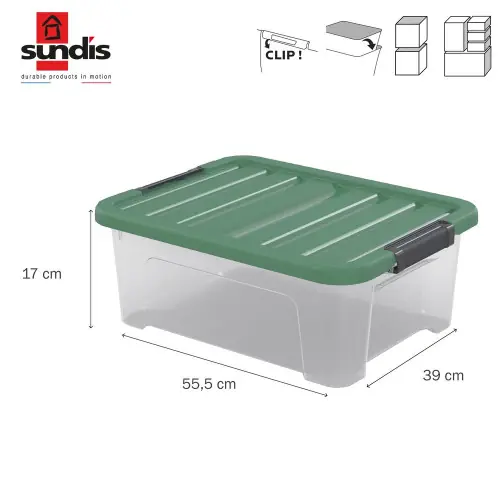 Boîte à clip WAVE BOX SUNDIS, 10L, L.37,5 x P.26,5 x H.15cm – SUNDIS Prix Choc