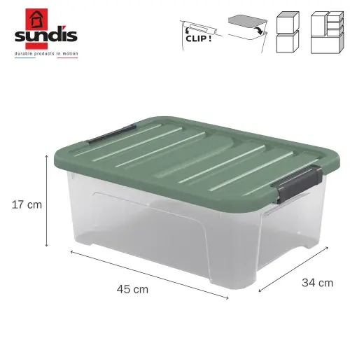 Boîte à clip WAVE BOX SUNDIS, 17L, L.45 x P.34 x H.17cm – SUNDIS Commande En Gros