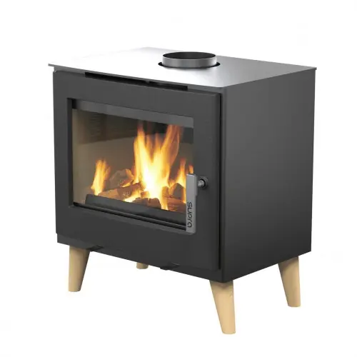 Vente Directe Poêle à bois étanche - Émile noir horizontal - acier et fonte - sortie Ø150 mm - design scandinave - Supra