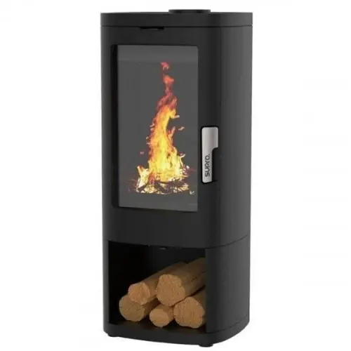 Poêle à bois - MAONIE BÛCHER - 11,5 kW fonte noir - rangement bûches - sortie Ø150 mm - Supra Paiement Sécurisé