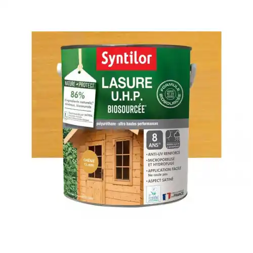 Lasure SYNTILOR U.H.P. biosourcee nature protect 8 ans chêne clair satiné 5 L - SYNTILOR Prix Promo