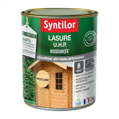 Lasure Uhp biosourcée nature protect 8 ans incolore satiné 1 l - SYNTILOR Livraison Express