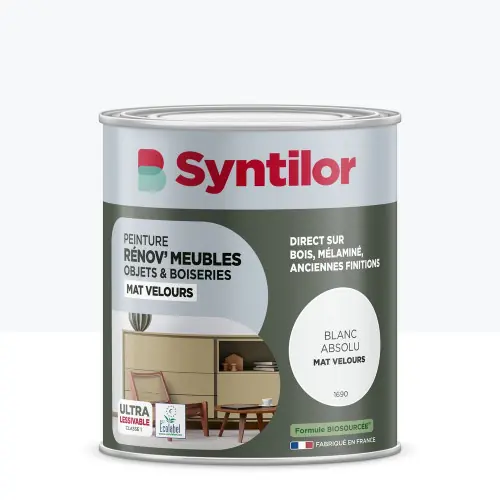 Bon Plan Peinture de rénovation meuble et objet SYNTILOR blanc absol velours 1L – SYNTILOR