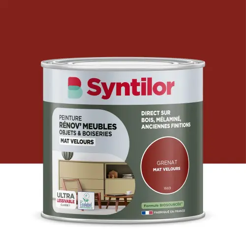Haute Qualité Peinture de rénovation meuble et objet SYNTILOR grenat velours 0,25L – SYNTILOR