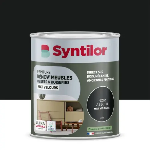 Haute Qualité Peinture de rénovation meuble et objet SYNTILOR noir absolu velours 1L – SYNTILOR