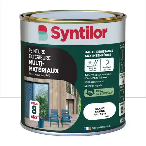 Peinture exterieure bois, aluminium, pvc . SYNTILOR blanc satine 0.5l - SYNTILOR Produit De Marque