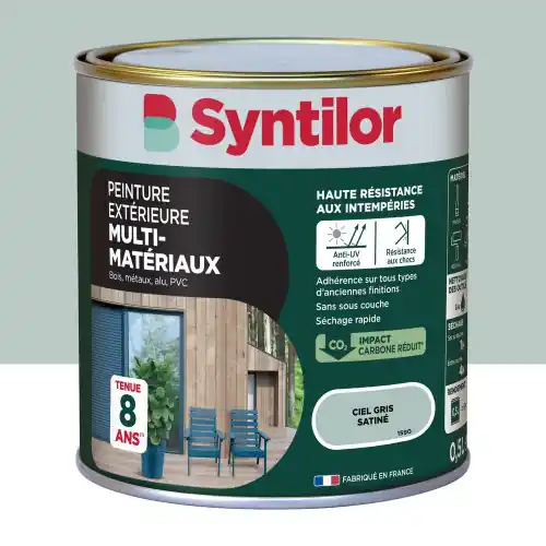 Prix Choc Peinture exterieure bois, aluminium, pvc . SYNTILOR ciel gris satine 0.5l - SYNTILOR