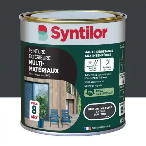 Peinture exterieure bois, aluminium, pvc . SYNTILOR gris anthracite satine 0.5l - SYNTILOR Seulement Aujourd'hui