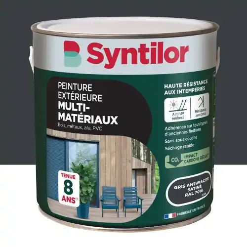 Offre Exclusive Peinture exterieure bois, aluminium, pvc . SYNTILOR gris anthracite satine 2l - SYNTILOR