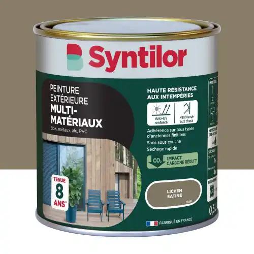 Authentique Peinture exterieure bois, aluminium, pvc . SYNTILOR lichen satine 0.5l – SYNTILOR