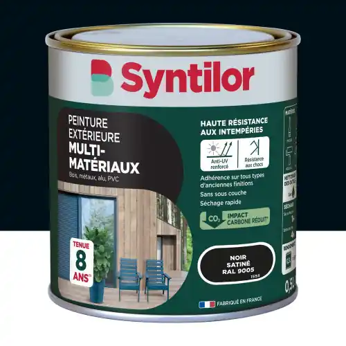 Peinture exterieure bois, aluminium, pvc . SYNTILOR noir satine 0.5l - SYNTILOR Satisfait Ou Remboursé