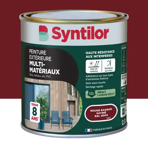 Solde Peinture exterieure bois, aluminium, pvc . SYNTILOR rouge basque satine 0.5l - SYNTILOR