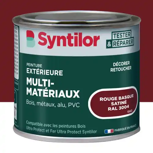 Peinture exterieure bois, aluminium, pvc . SYNTILOR rouge basque satine 125ml - SYNTILOR Acheter Direct