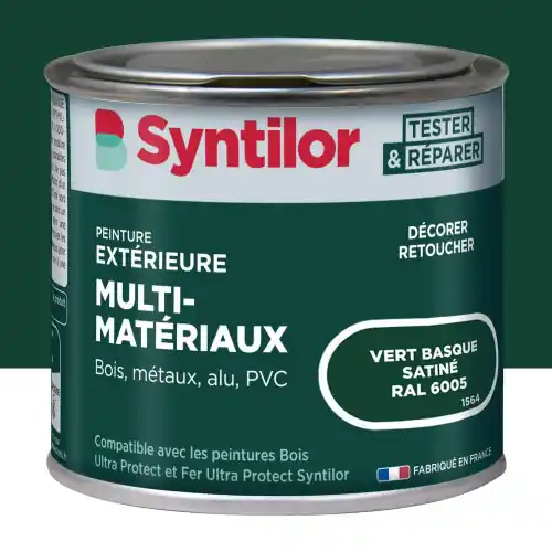 Peinture exterieure bois, aluminium, pvc . SYNTILOR vert basque satine 125ml - SYNTILOR Satisfait Ou Remboursé
