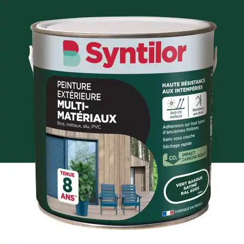 Peinture exterieure bois, aluminium, pvc . SYNTILOR vert basque satine 2l - SYNTILOR Seulement Aujourd'hui