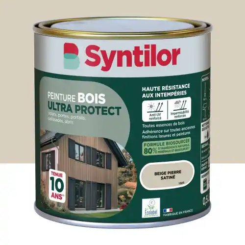 Prix Bas Peinture exterieure bois Ultra protect SYNTILOR beige pierre satine 0.5l - SYNTILOR