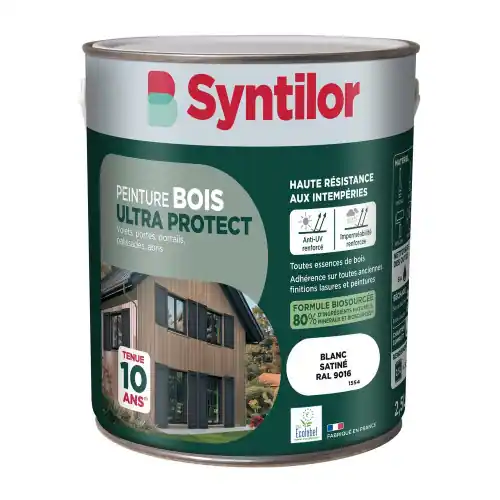 Peinture exterieure bois Ultra protect SYNTILOR blanc satine 2.5l - SYNTILOR Livraison Express