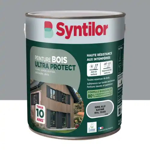Peinture exterieure bois Ultra protect SYNTILOR gris alu satine 2.5l - SYNTILOR Meilleur Prix