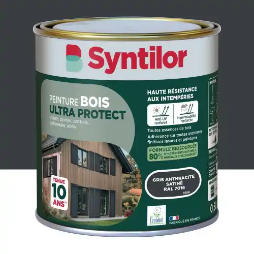 Peinture exterieure bois Ultra protect SYNTILOR gris anthracite satine0.5l - SYNTILOR Acheter Direct