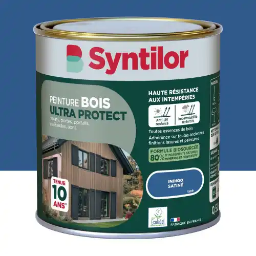 Peinture exterieure bois Ultra protect SYNTILOR indigo satine 0.5l - SYNTILOR Bon Marché