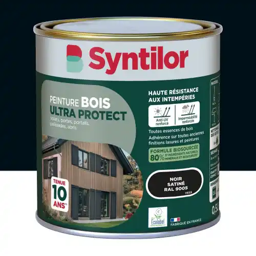 Peinture exterieure bois Ultra protect SYNTILOR noir satine 0.5l - SYNTILOR Promotion Saisonnière