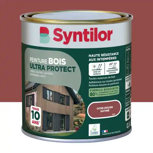 Peinture exterieure bois Ultra protect SYNTILOR ocre rouge satine 0.5l - SYNTILOR Offre Exclusive
