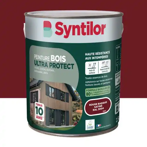 Prix Cassé Peinture exterieure bois Ultra protect SYNTILOR rouge basque satine 2.5l – SYNTILOR