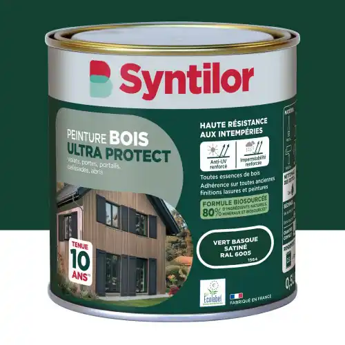 Peinture exterieure bois Ultra protect SYNTILOR vert basque satine 0.5l - SYNTILOR Quantité Limitée