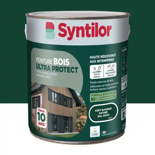 Pas Cher Peinture exterieure bois Ultra protect SYNTILOR vert basque satine 2.5l - SYNTILOR