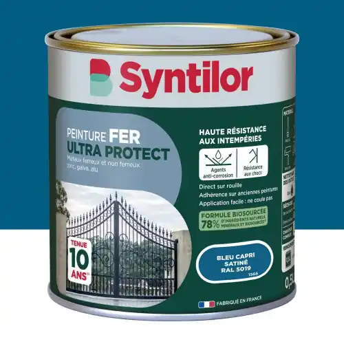 Seulement Aujourd'hui Peinture exterieure fer, alu Ultra protect SYNTILOR bleu capri satine 0.5l - SYNTILOR