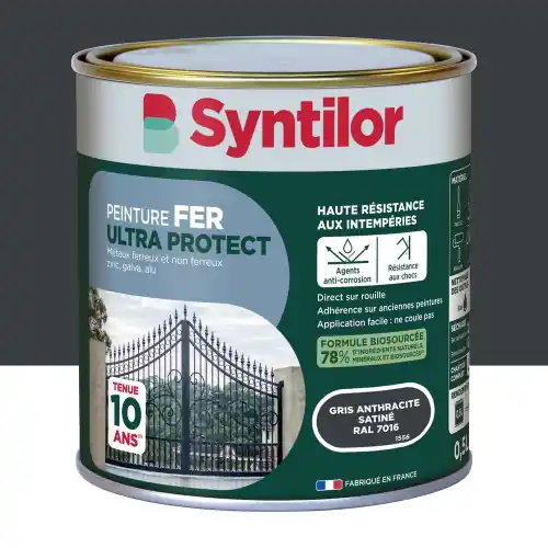Peinture exterieure fer, alu Ultra protect SYNTILOR gris anthracite satine 0.5l - SYNTILOR Nouvelle Collection