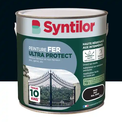 Peinture exterieure fer, aluminium Ultra protect SYNTILOR noir mat 2l - SYNTILOR Offre Du Jour