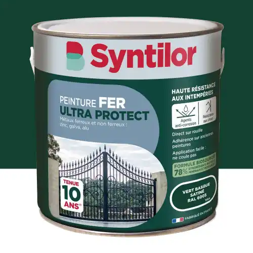 Peinture exterieure fer, aluminium Ultra protect SYNTILOR vert basque satine 2l - SYNTILOR Offre Limitée