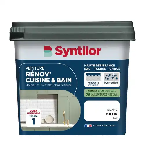 Certifié Peinture meuble blanc satin SYNTILOR Renov‘ cuisine et bain 0.75l – SYNTILOR