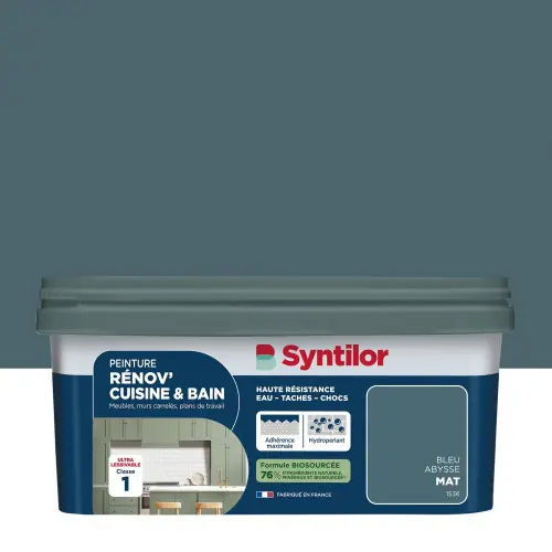 Peinture meuble bleu abysse mat SYNTILOR Renov‘ cuisine et bain 2l - SYNTILOR Bon Plan