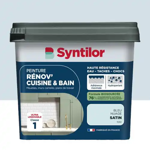 Peinture meuble bleu nuage satin SYNTILOR Renov‘ cuisine et bain 0.75l - SYNTILOR Petit Prix