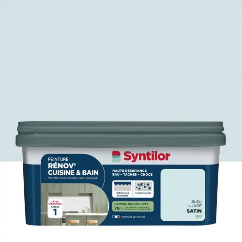 Prix Réduit Peinture meuble bleu nuage satin SYNTILOR Renov‘ cuisine et bain 2l - SYNTILOR