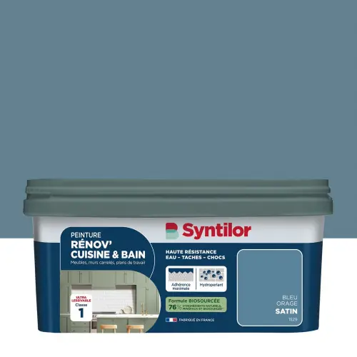 Peinture meuble bleu orage satin SYNTILOR Renov‘ cuisine et bain 2l - SYNTILOR Pas Cher