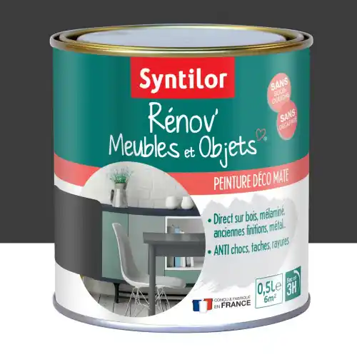 Peinture meuble et boiserie Rénov‘ SYNTILOR noir mat 0.5 l - SYNTILOR Promotion Saisonnière