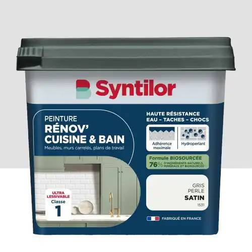 Bon Marché Peinture meuble gris perle satin SYNTILOR Renov‘ cuisine et bain 0.75l – SYNTILOR