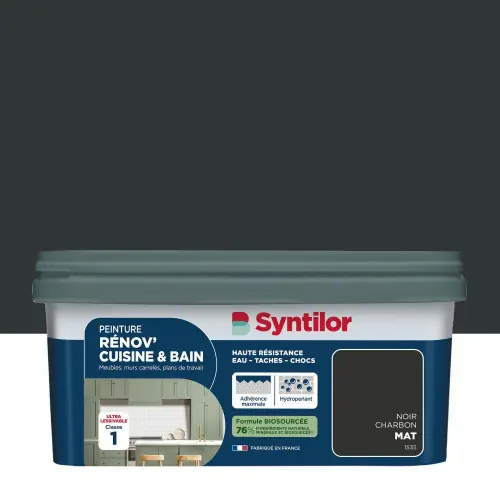 Peinture meuble noir charbon mat SYNTILOR Renov‘ cuisine et bain 2l - SYNTILOR Satisfait Ou Remboursé
